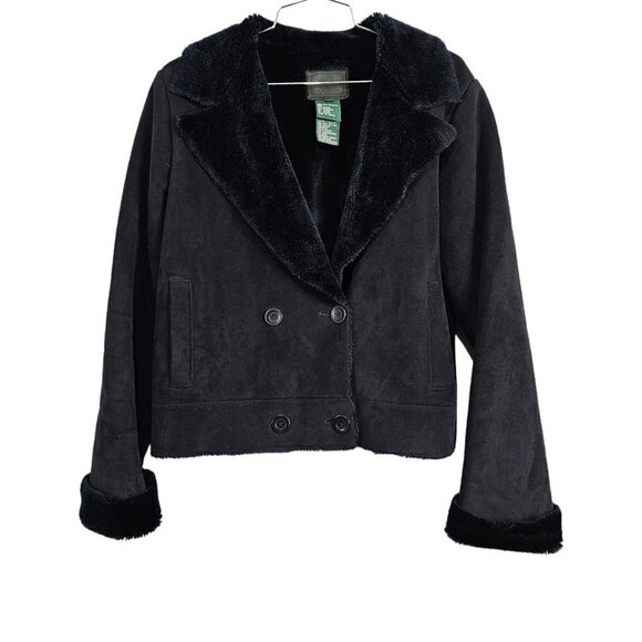 Ralph Lauren Black Label Double Breasted Notch Collar Faux Suede Coat - Picture 1 of 10